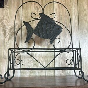 Wrought Iron Fish wall basket/plant holder